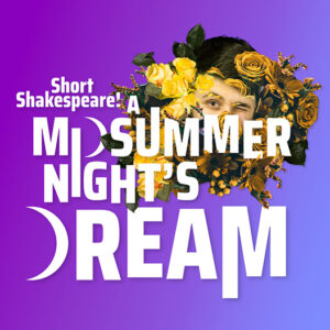 Bold white text on a purple background, with decorative crescent moon shapes replacing the letter "D" within the title, and a partially hidden face winking surrounded by yellow flowers and greenery.